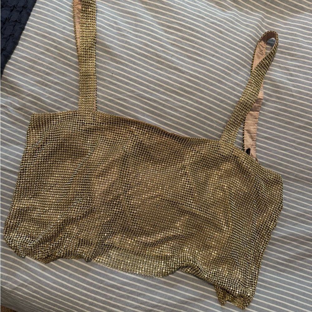 Gold Metallic Crop Top
